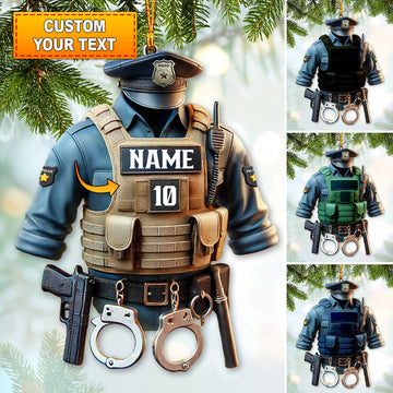 Joycorners Custom Ornament, Police Symbol Ornament, Christmas Decor 2D Flat LM2211