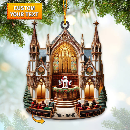 Joycorners Merry Christmas Santa Church Home Decor Christmas Ornament, Personalized Ornament 2D Flat LM2211