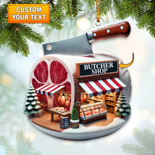 Joycorners Christmas Butcher Shop Home Decor Christmas Ornament, Personalized Ornament 2D Flat LM2211