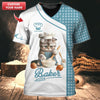 Joycorners Personalized Baker Shirt - Whimsical Cat Baker Design | Unique Kitchen Apparel for Culinary Cat Lovers MT2509