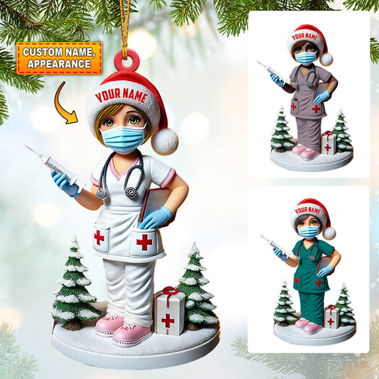 Joycorners Nurse Christmas Ornament, Personalized Ornament 2D Flat LM2211