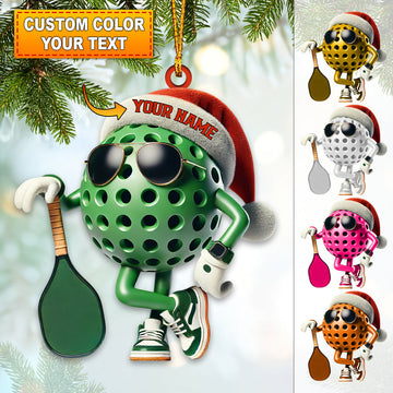 Joycorners Custom Name Pickle Ball Ornament, Christmas Gift Decoration41 2D Flat LM2111
