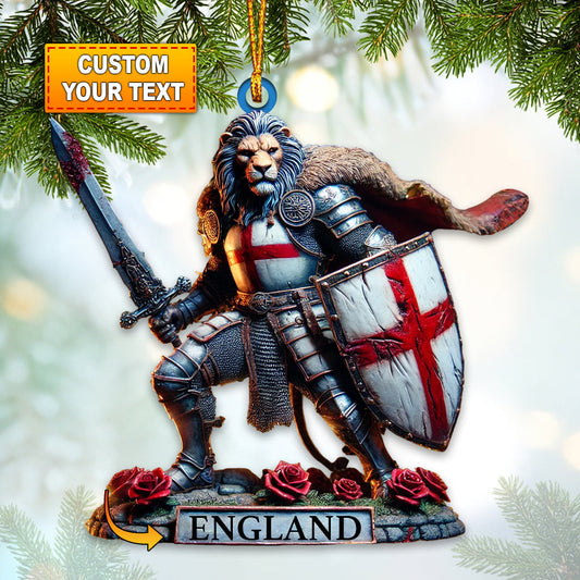 Joycorners England Lion Warrior Ornament, Personalized Ornament 2D Flat LM2211