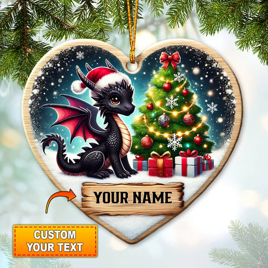Joycorners Custom Ornament, Little Black Dragon Ornament, Christmas Decor 2D Flat LM2211