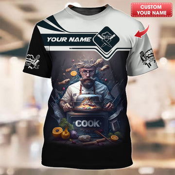 Joycorners Personalized Chef Shirt - Master Chef in Action with Dynamic Kitchen Imagery MT2509