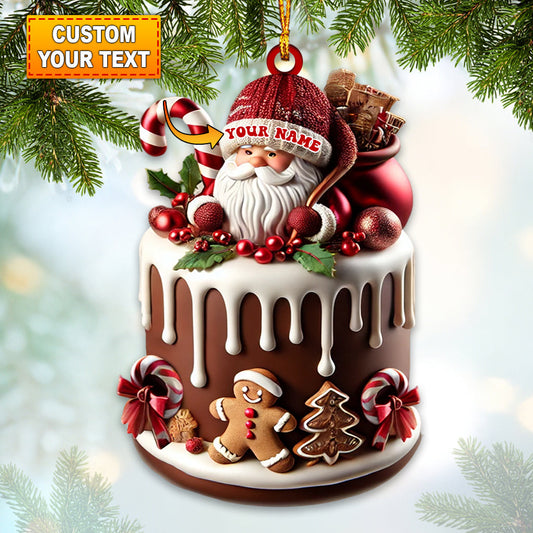 Joycorners Custom Name Bakery Santa Ornament, Christmas Decoration for Bakery Shop 2D Flat LM2211
