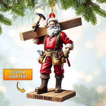 Joycorners Carpenter Santa Christmas Ornament, Personalized Ornament 2D Flat LM2211