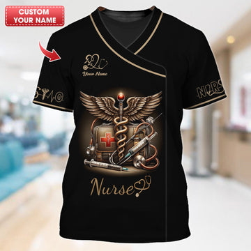 Joycorners Personalized Nurse Shirt - Classic Medical Symbols Design for Healthcare Professionals MT2509