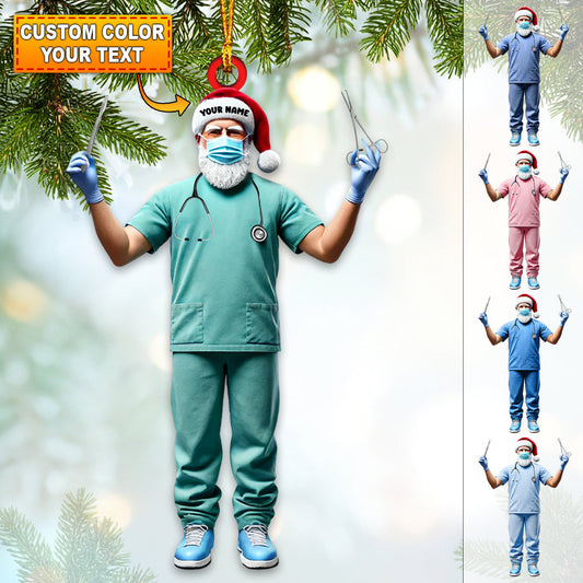 Joycorners Custom Name Nurse Ornament, Nurse Christmas Gift 2D Flat LM2211