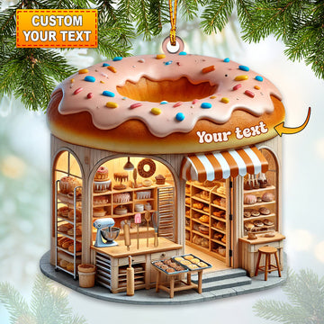 Joycorners Custom Name Bakery Ornament, Christmas Decoration for Bakery Shop 2D Flat LM2211