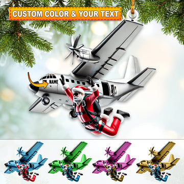 Joycorners Custom Name Santa Airplane Ornament, Christmas Gift for Airplane Lover 2D Flat LM2111
