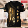 Joycorners Personalized Chef Shirt - Gourmet Gold Accents & Cookware Motif MT2509