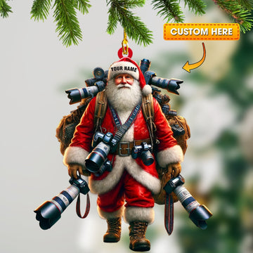 Joycorners Photographer Santa Home Decor Christmas Ornament, Personalized Ornament 2D Flat LM2211