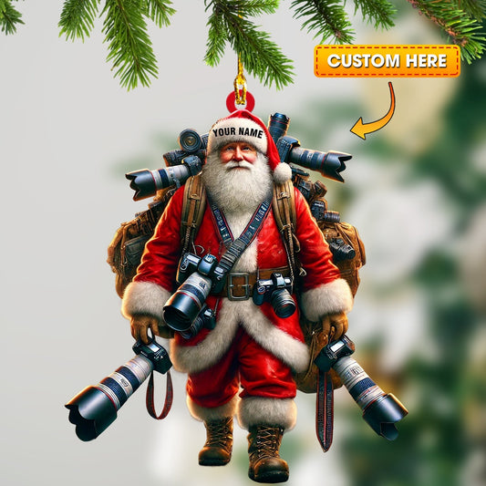 Joycorners Photographer Santa Home Decor Christmas Ornament, Personalized Ornament 2D Flat LM2211