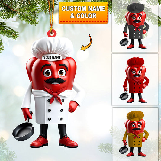 Joycorners Bell Pepper Chef Decor Christmas Ornament, Personalized Ornament 2D Flat LM2211