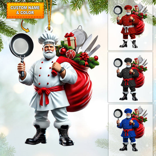 Joycorners The Chef Santa Coming Christmas Ornament, Personalized Ornament 2D Flat LM2211