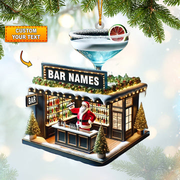 Joycorners Santa Bar Home Decor Christmas Ornament, Personalized Ornament 2D Flat LM2211