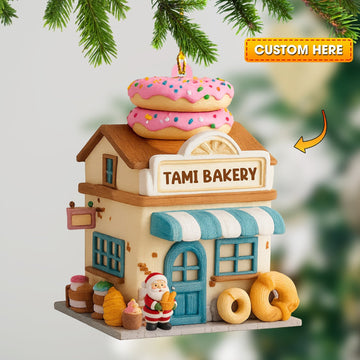 Joycorners Santa Bakery Shop, Home Decor, Christmas Ornament, Personalized Ornament 2D Flat LM2111