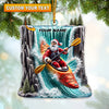 Joycorners Santa White Water Rafting Christmas Ornament, Personalized Ornament 2D Flat LM2211