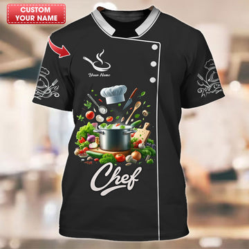 Joycorners Personalized Chef Shirt - Fresh Gourmet Ingredients Surrounding Pot for Gastronomic Experts MT2509