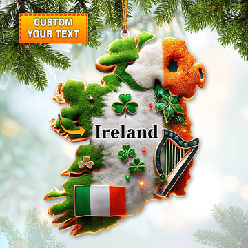 Joycorners Custom Ornament, Ireland Map Ornament, Christmas Decor 2D Flat LM2211