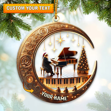 Joycorners Custom Name Piano Santa Ornament, Christmas Gift Decoration 2D Flat LM2111