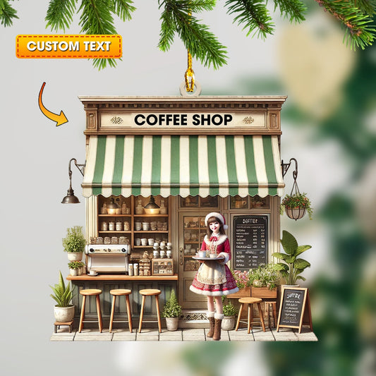 Joycorners Christmas Coffee Shop Home Decor Christmas Ornament, Personalized Ornament 2D Flat LM2211
