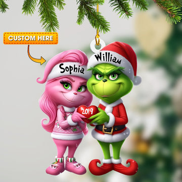 Joycorners ELF Couple Christmas Ornament, Personalized Ornament 2D Flat LM2211