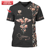Joycorners Personalized Nurse Shirt, Floral Caduceus with Angelic Wings Design MT2509