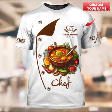Joycorners Personalized Chef Shirt, Gourmet Soup Design with Fresh Ingredients MT2509
