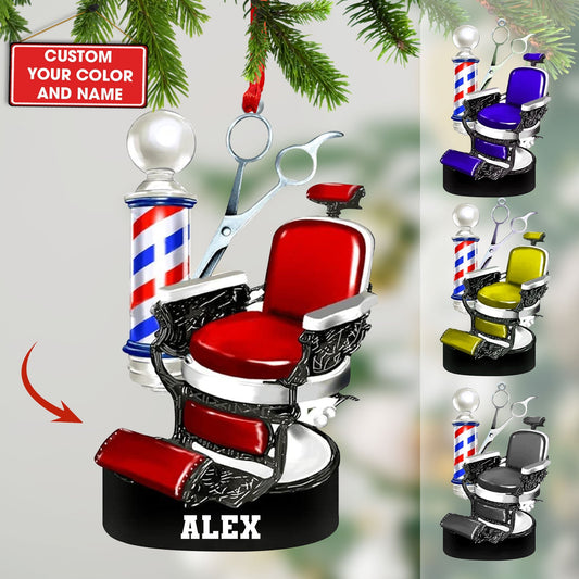 Joycorners Custom Barber Chair Ornament, Personalized Ornament 2D Flat LM2211