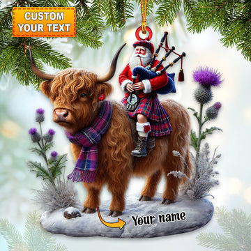 Joycorners Funny Highland Cow Christmas Ornament, Personalized Ornament 2D Flat LM2211