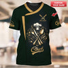 Joycorners Personalized Chef Shirt, Elegant Golden Culinary Tools Crest on Dark Green MT2509