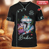 Joycorners Personalized Baker Shirt, Whimsical Kitchen Mixer and Cupcake Illustration MT2509