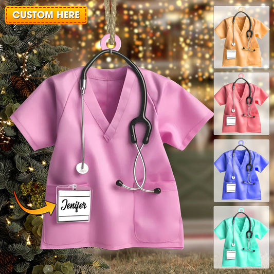 Joycorners Custom Ornament, Nurse Shirt Shape Ornament, Christmas Decor 2D Flat LM2211
