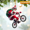 Joycorners Santa Rides A Bike Christmas Ornament, Personalized Ornament 2D Flat LM2211