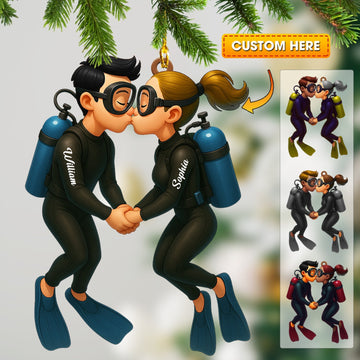Joycorners Couple Diving Home Decor, Christmas Ornament, Personalized Ornament 2D Flat LM2111