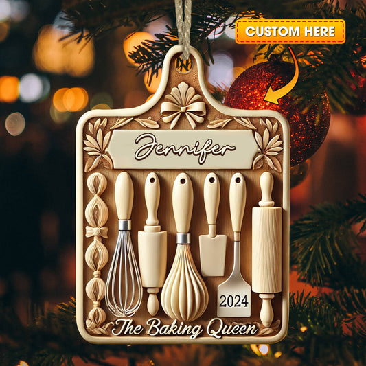 Joycorners Custom Ornament, The Baking Queen Ornament, Christmas Decor 2D Flat LM2211