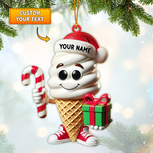 Joycorners Ice Cream Home Decor Christmas Ornament, Personalized Ornament 2D Flat LM2211