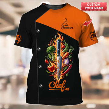 Joycorners Personalized Chef Shirt, Fiery Flavors and Fresh Produce Blend MT2509