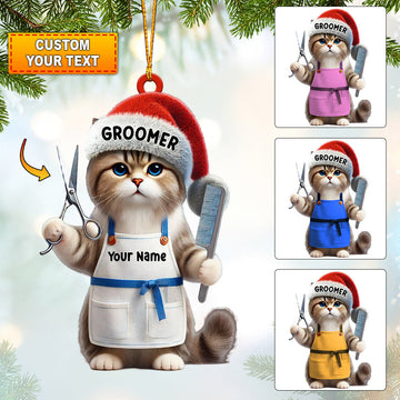 Joycorners Groomer Cat Home Decor Christmas Ornament, Personalized Ornament 2D Flat LM2211