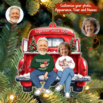 Joycorners Custom Couple Christmas Ornament, Personalized Ornament 2D Flat LM2211
