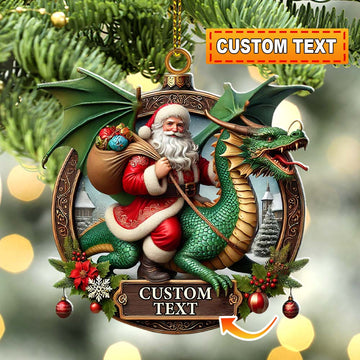 Joycorners Custom Name Dragon Santa Ornament, Christmas Gift for Dragon Lover 2D Flat LM2111
