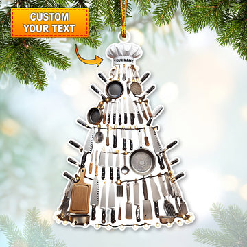 Joycorners Custom Name Ornament, Kitchen Noel Tree 2D Flat LM2211