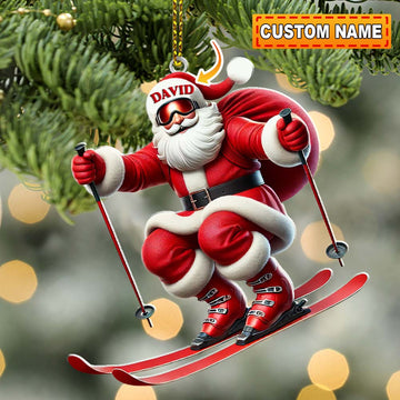 Joycorners Santa Skiing Christmas Ornament, Personalized Ornaments 2D Flat LM2211