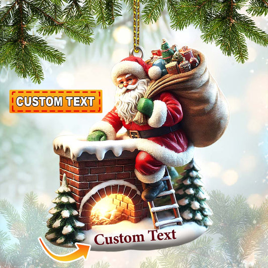 Joycorners Custom Ornament, Santa On The Roof Ornament, Christmas Decor 2D Flat LM2211