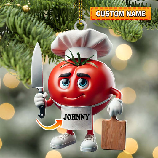 Joycorners Tomato Chef Christmas Ornament, Personalized Ornament 2D Flat LM2211