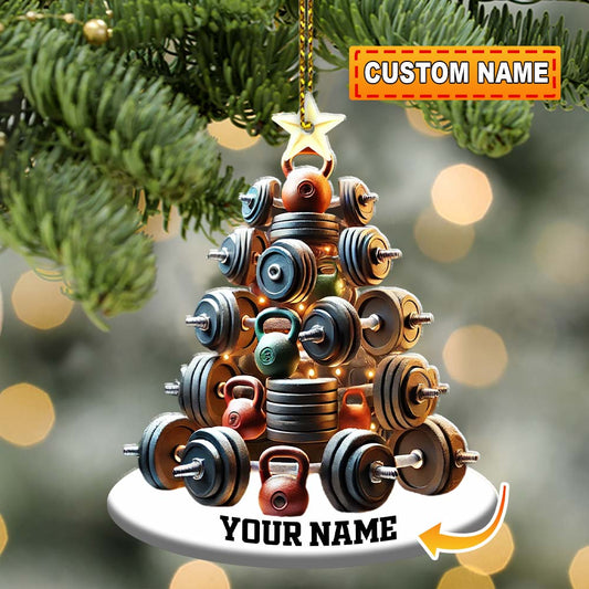 Joycorners Custom Name Gym Work Out Ornament, Gymnastics Christmas Gift 2D Flat LM2211