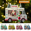 Joycorners Custom Name Santa Ice Cream Truck Ornament, Christmas Gift 2D Flat LM2111