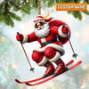Joycorners Santa Skiing Christmas Ornament, Personalized Ornaments 2D Flat LM2211